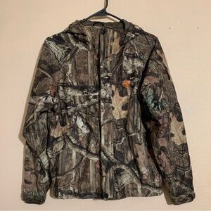 Game Winner Jacket Youth Large Brown Camo Woodland Hooded Full Zip Hunting